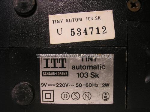 TINY automatic 103 Sk; ITT Schaub-Lorenz (ID = 1783416) Radio