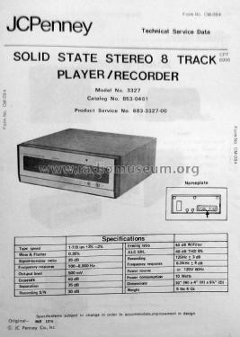 Solid State Stereo 8 Track Player/Recorder 3327 ; JCPenney, Penney's, (ID = 2845103) Enrég.-R