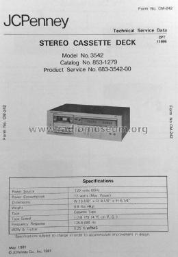 Stereo Cassette Deck 3542 ; JCPenney, Penney's, (ID = 2845197) R-Player