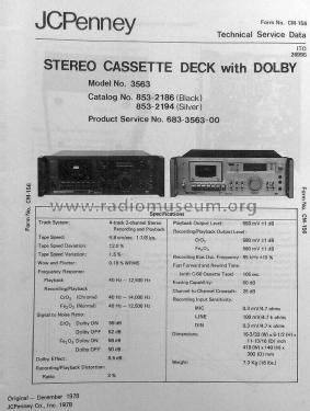 Stereo Cassette Deck 3563 Silver ; JCPenney, Penney's, (ID = 2845097) R-Player