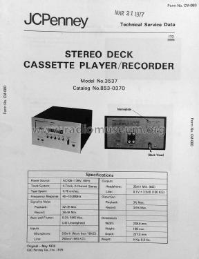 Stereo Deck Cassette Player/Recorder 3537 ; JCPenney, Penney's, (ID = 2845100) R-Player