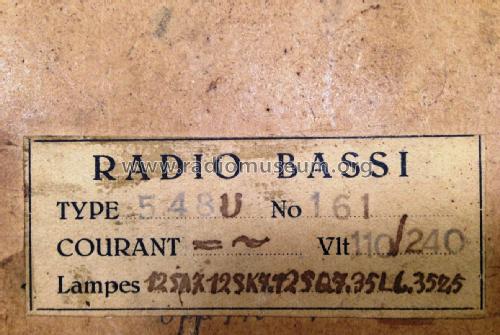 Radio Bassi 548U; Unknown - CUSTOM (ID = 1930520) Radio