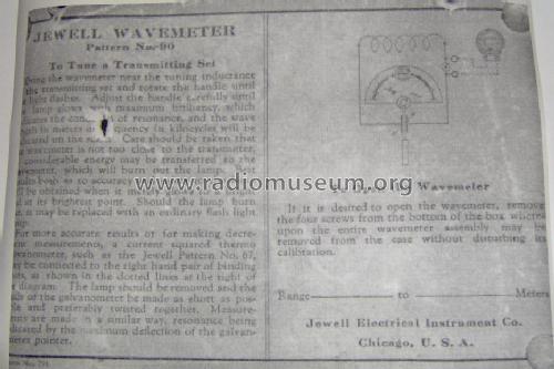 Jewell Wavemeter Pattern No. 90; Weston Electrical (ID = 1058395) Equipment