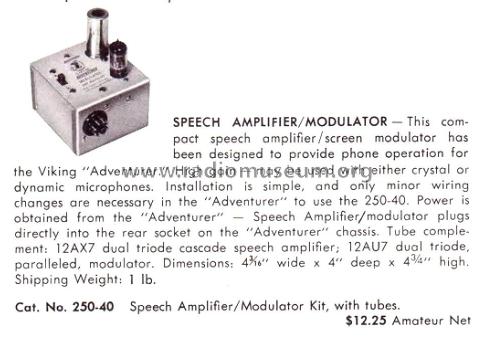 Speech Amplifier-Modulator 250-40; Johnson Company, E.F (ID = 2731010) Amateur-D