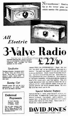 3 Valve Radio ; Jones, David & Co. (ID = 1922245) Radio