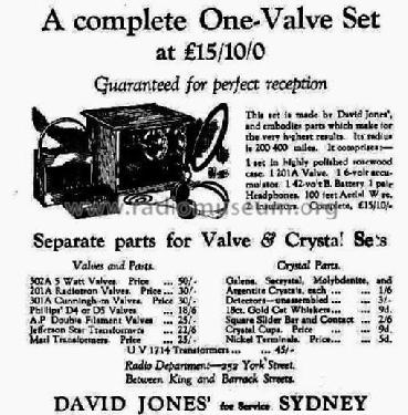 One Valve Set ; Jones, David & Co. (ID = 1922244) Radio