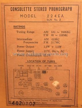 Consolette Stereo Phonograph 224EA; JVC - Victor Company (ID = 2268145) Commercial Re