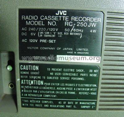 Radio Cassette Recorder RC-250JW; JVC - Victor Company (ID = 2030933) Radio