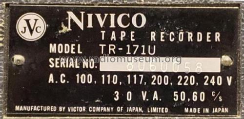 Nivico TR-171U; JVC - Victor Company (ID = 2856408) Reg-Riprod