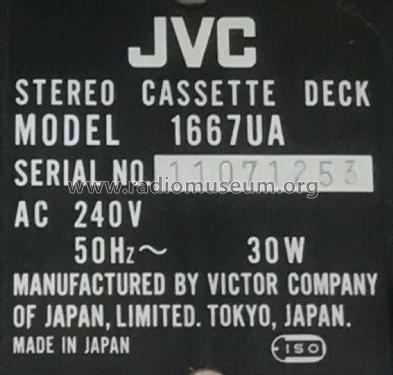 Stereo Cassette Deck 1667UA; JVC - Victor Company (ID = 2857031) Ton-Bild