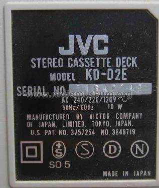 Stereo Cassette Deck KD-D2E; JVC - Victor Company (ID = 1685480) R-Player