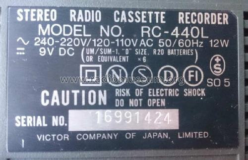 Stereo Radio Cassette Recorder RC-440L; JVC - Victor Company (ID = 2325854) Radio