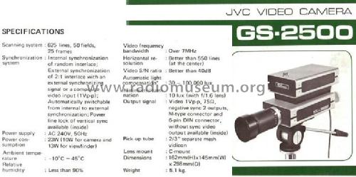 Video Camera GS-2500; JVC - Victor Company (ID = 826844) Misc