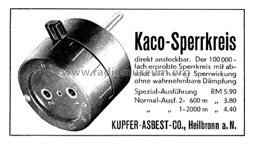 Sperrkreis für Langwellen VE301 ; Kaco, Kupfer-Asbest- (ID = 2438593) Antenny