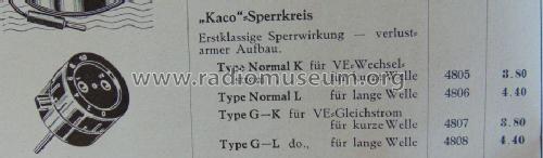 Sperrkreis VE Gleichstrom G-K Mittelwelle; Kaco, Kupfer-Asbest- (ID = 1885314) Antenny