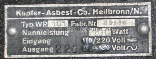Wechselrichter WR101; Kaco, Kupfer-Asbest- (ID = 263151) A-courant