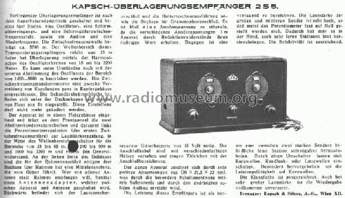 5-Röhren-Schirmgitter-Überlagerungsempfänger 2S5 Katalog Nr. 10065; Kapsch & Söhne KS, (ID = 10368) Radio