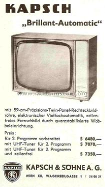 Brillant Automatic ; Kapsch & Söhne KS, (ID = 732828) Television