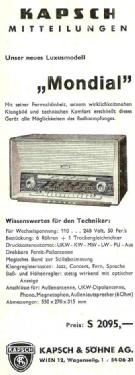 Mondial ; Kapsch & Söhne KS, (ID = 703106) Radio