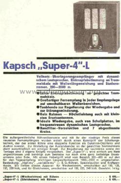 Super 4 Wechselstrom; Kapsch & Söhne KS, (ID = 846749) Radio
