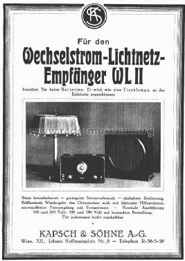 Wechselstrom-Lichtnetzempfänger WLII Katalog Nr. 10075; Kapsch & Söhne KS, (ID = 10147) Radio