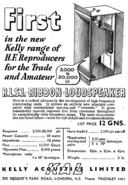 Ribbon Tweeter RSL1; Kelly Acoustics Ltd. (ID = 3022535) Speaker-P