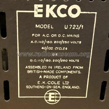 Ekco U723/1; Kelly & Shiel Ekco (ID = 2964148) Radio