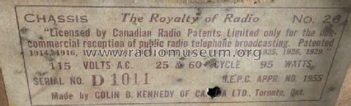 100 Imperial Deluxe Ch= 26; Kennedy Co., Colin B (ID = 2628840) Radio