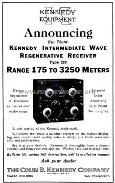 Intermediate Wave Receiver Type 220; Kennedy Co., Colin B (ID = 2061748) Radio