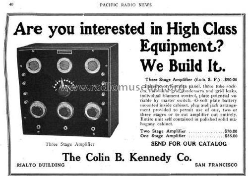 One Stage Amplifier Type AU-1; Kennedy Co., Colin B (ID = 1266514) Ampl/Mixer