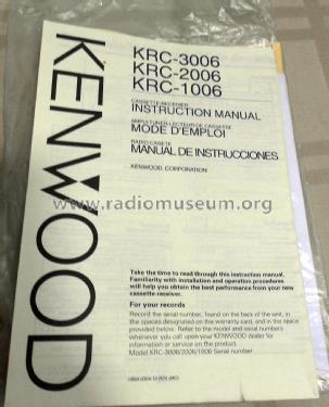 Cassette Receiver KRC-3006; Kenwood, Trio- (ID = 2886405) Autoradio