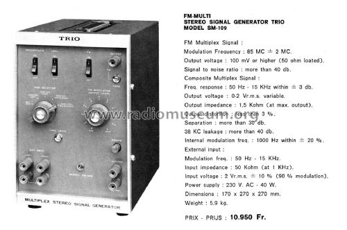 Trio FM-Multiplex stereo signal generator SM-109; Kenwood, Trio- (ID = 3105812) Equipment