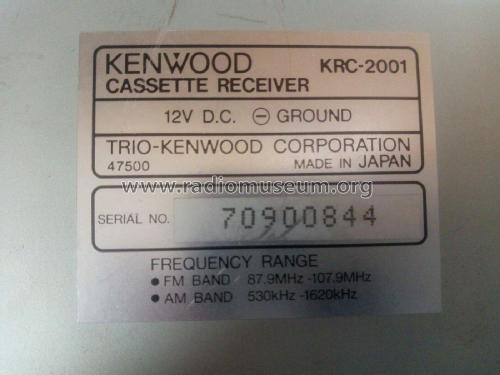 High Power Stereo Cassette Receiver KRC-2001; Kenwood, Trio- (ID = 2886493) Car Radio