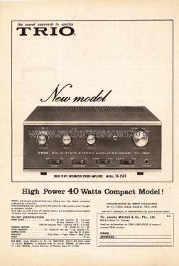 Solid State Stereo Amplifier TK-150T; Kenwood, Trio- (ID = 3099677) Ampl/Mixer