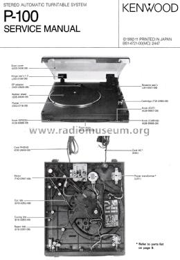 Stereo Automatic Turntable System P-100; Kenwood, Trio- (ID = 2693095) R-Player