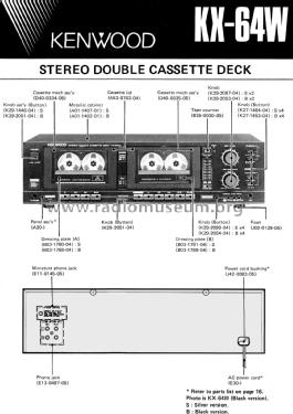 Stereo Double Cassette Deck KX-64W; Kenwood, Trio- (ID = 2691519) R-Player