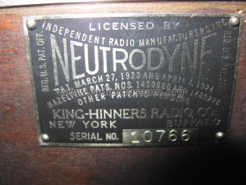 Neutrodyne Silvertone; King Manufacturing (ID = 861397) Radio