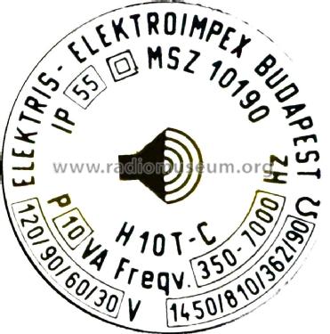 Kültéri nyomókamrás hangsugárzó - Outdoor Loudspeaker with Pressure Chamber H10T-C; Kispesti Elektromos (ID = 2452930) Altavoz-Au