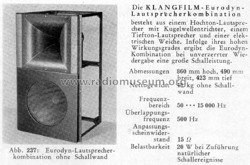 Eurodyn-Lautsprecherkombination Kl. L 430; Klangfilm GmbH (ID = 2634241) Speaker-P