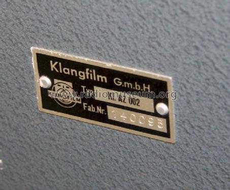 Kl-AZ 002; Klangfilm GmbH (ID = 1055566) Altri tipi