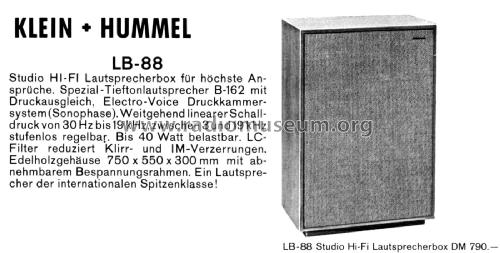 Studio Hi-Fi Lautsprecherbox Telewatt LB-88; Klein & Hummel; (ID = 2953315) Speaker-P