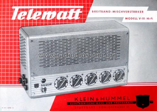 Telewatt Mischverstärker V-111 Hi-Fi; Klein & Hummel; (ID = 2656429) Ampl/Mixer