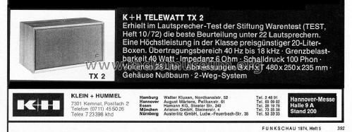 Telewatt TX2 System Wharfedale; Klein & Hummel; (ID = 2509919) Speaker-P