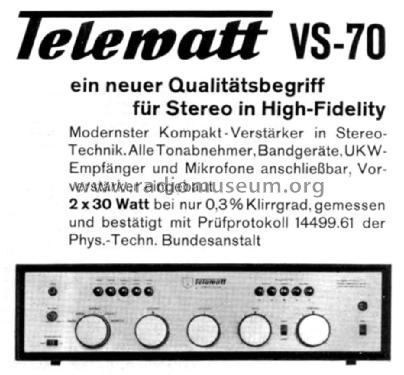 Telewatt VS-70; Klein & Hummel; (ID = 2354422) Ampl/Mixer