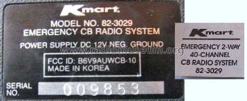 Emergency 2-Way 40-Channel CB Radio System 3029 82-3029; Kmart Corporation, S (ID = 1001387) Citizen