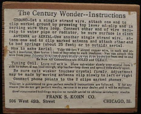 The Century Wonder ; Kohn Co., Frank S.; (ID = 1732830) Crystal