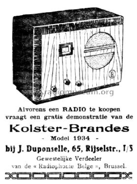 KB 2031 AC ; Kolster-Brandes; où? (ID = 2218478) Radio