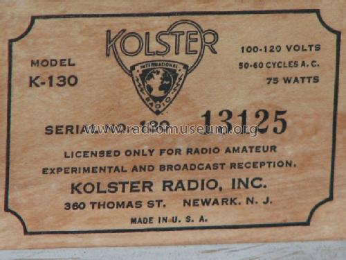 K-130 ; Kolster; USA (ID = 1009373) Radio