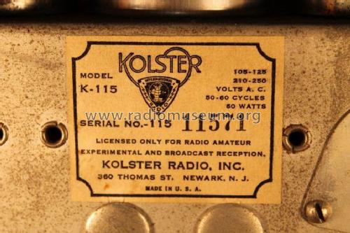 K115 ; Kolster; USA (ID = 1578448) Radio