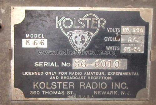 K66 ; Kolster; USA (ID = 1601469) Radio